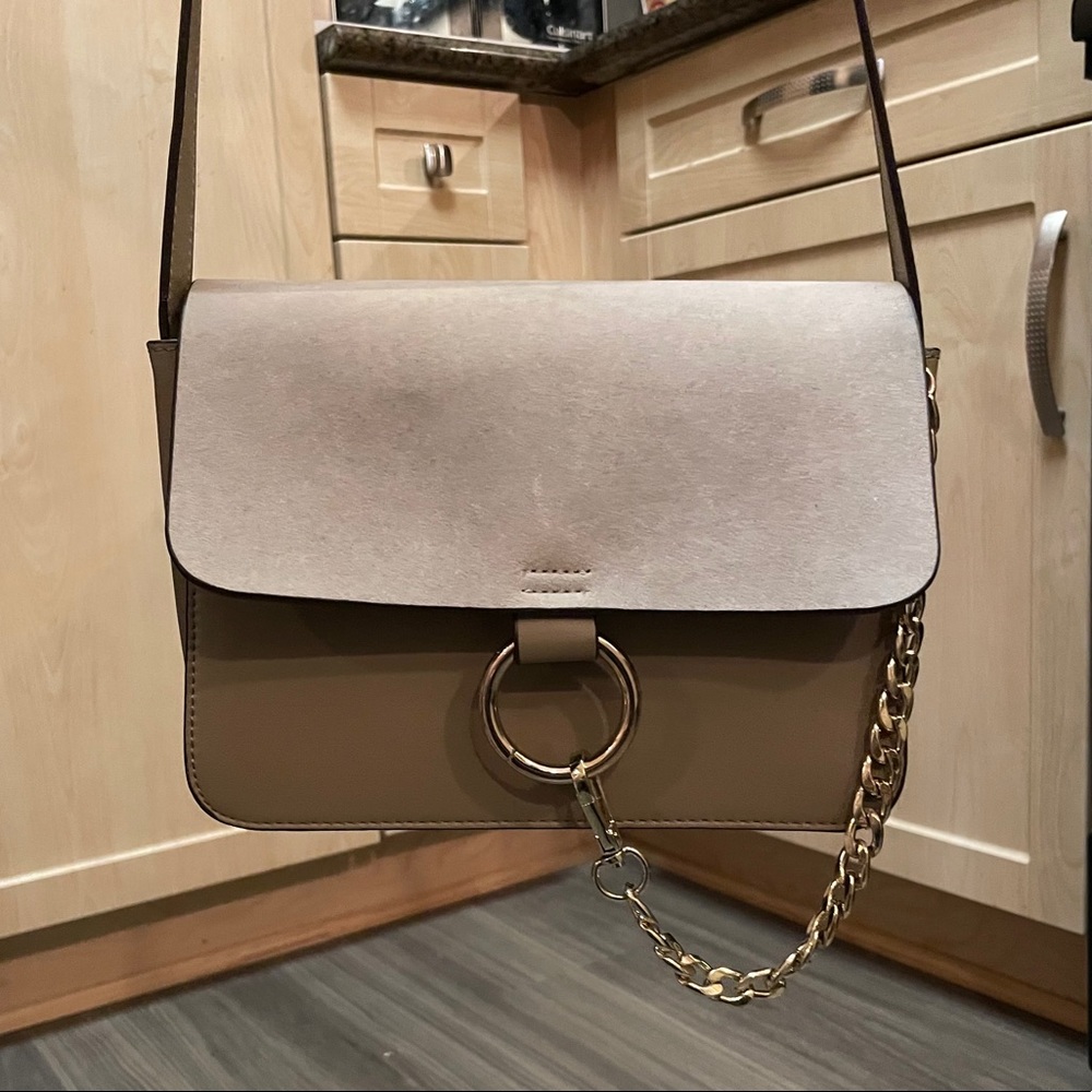 Gray purse gold hardware